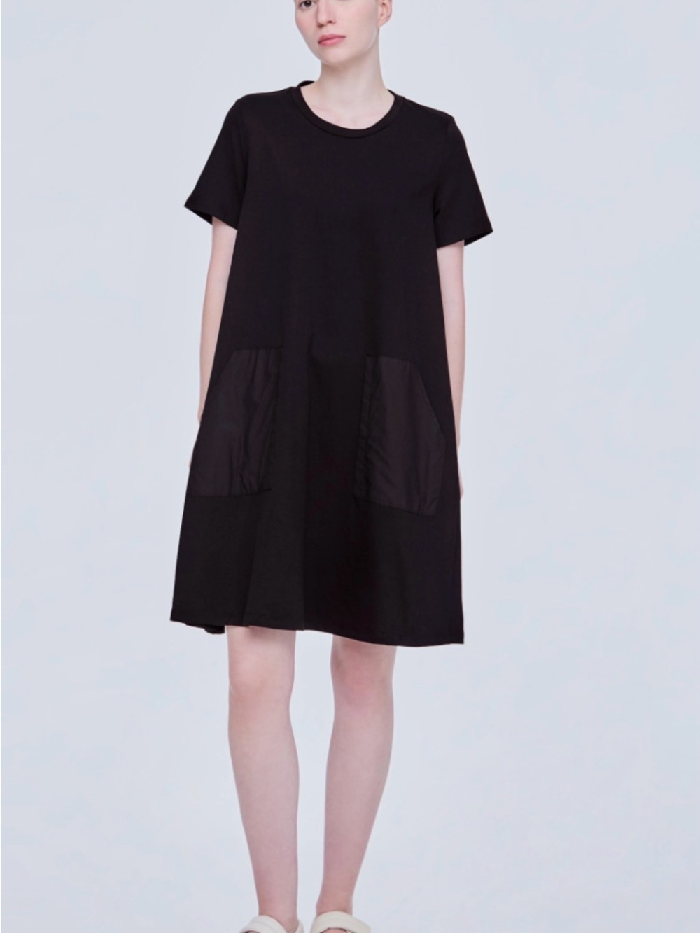 COS A-line cotton jersey dress crew neck black color size S  oversized